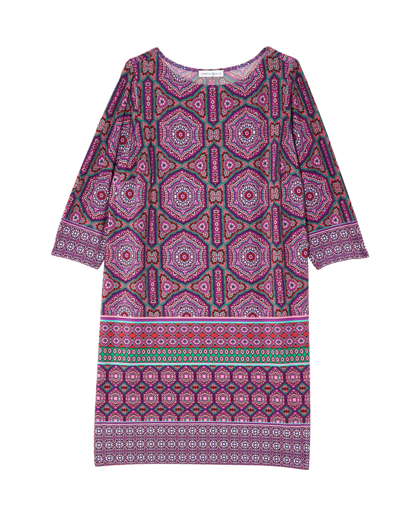 Front of plus size Clover 3/4 Sleeve Shift Dress by Sabrina Blue | Dia&Co | dia_product_style_image_id:129155